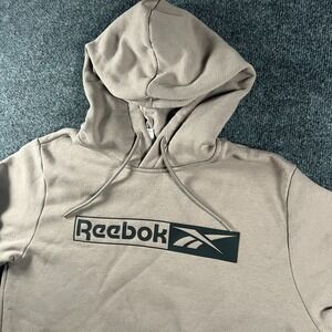 Reebok Identity Modern Hoodie Mens Large Gray Fleece Lined Graphic Print Logo